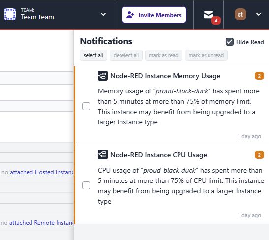 Screenshot of the new resource notifications