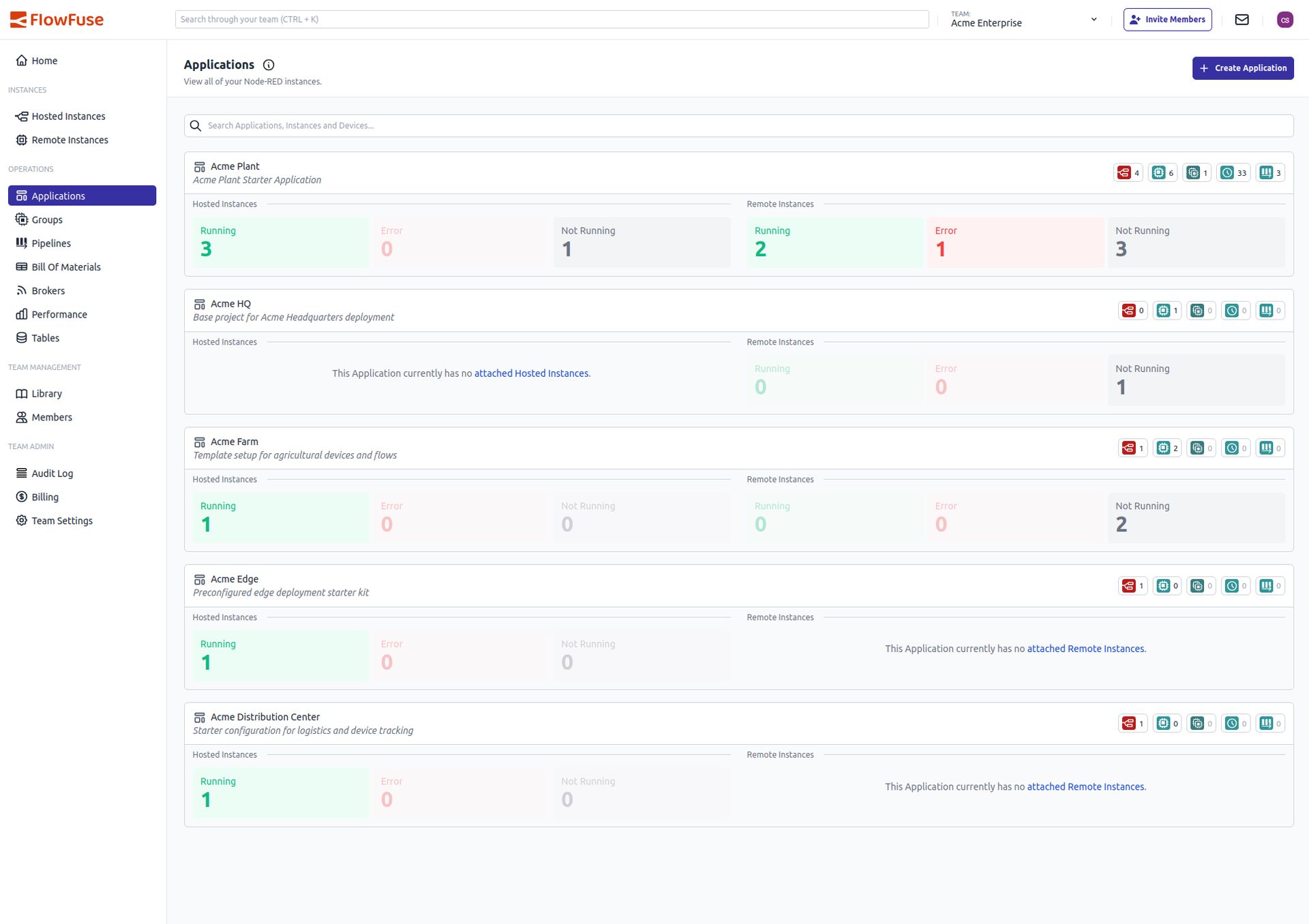 Screenshot of the Simplified Applications page