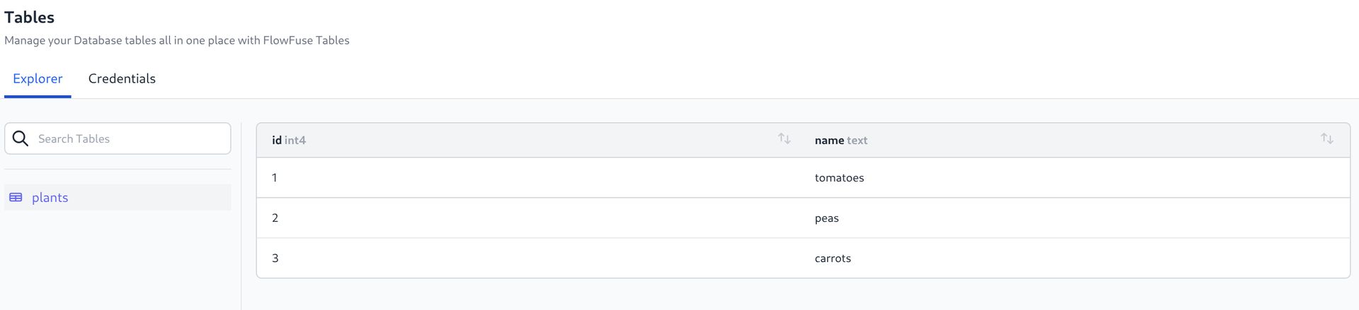 Screenshot of Table Explorer